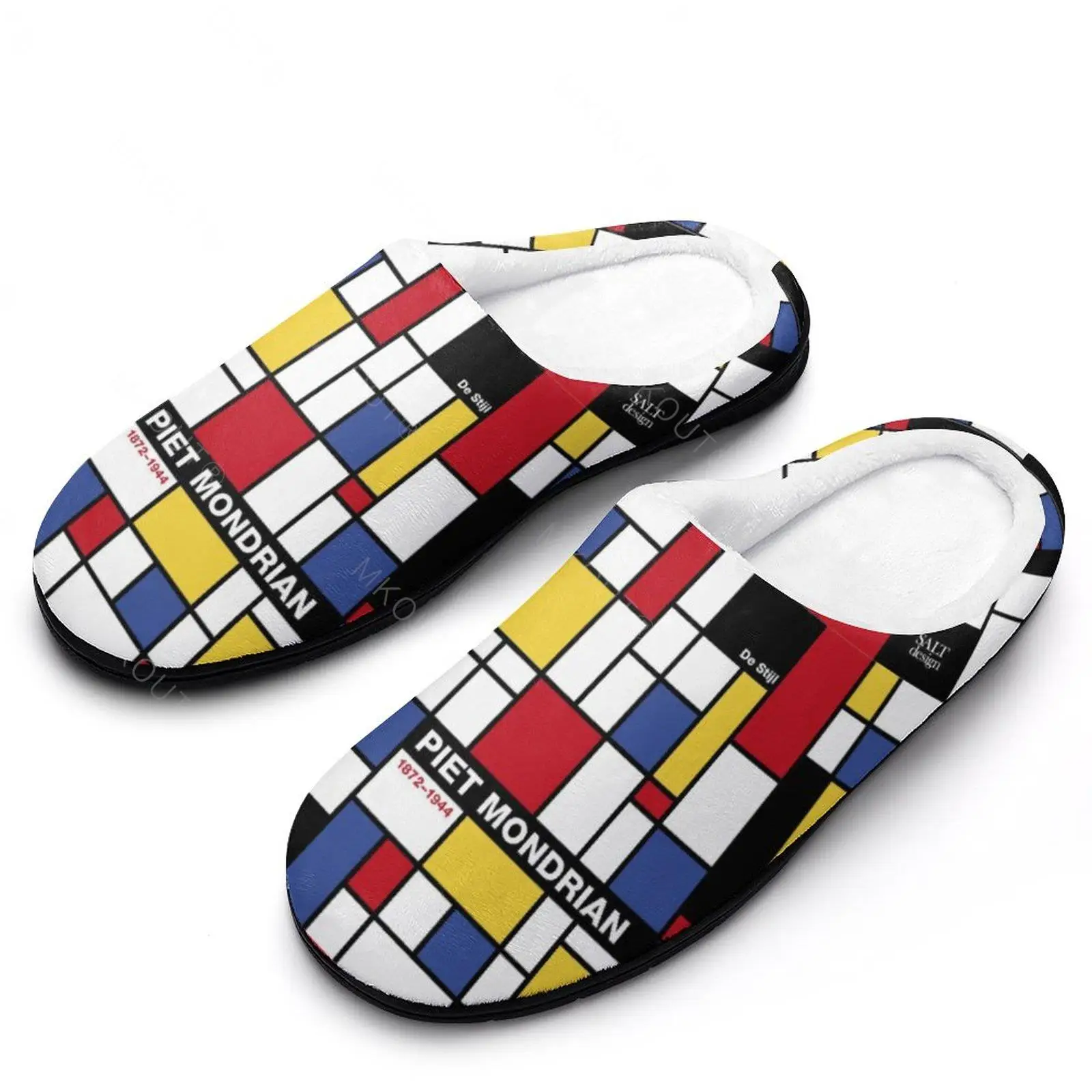 

Зимние теплые тапочки Piet Mondrian (11) для мужчин и женщин, хлопковые нескользящие домашние шлепанцы для пар Туфли-лоферы на плоской подошве
