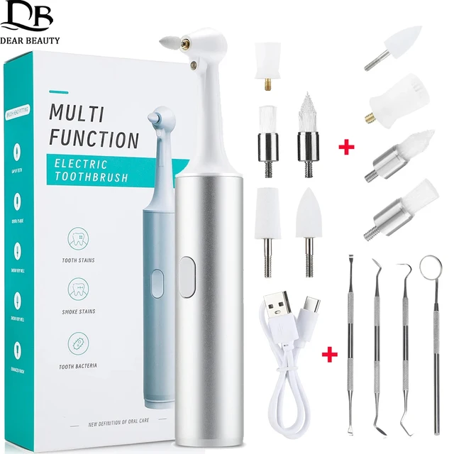 Electric Teeth Polisher 8pcs Replaceable Heads Dental Scaler Tartar Stain Plaque Remover Tooth Cleaner Whitener Oral Care 1