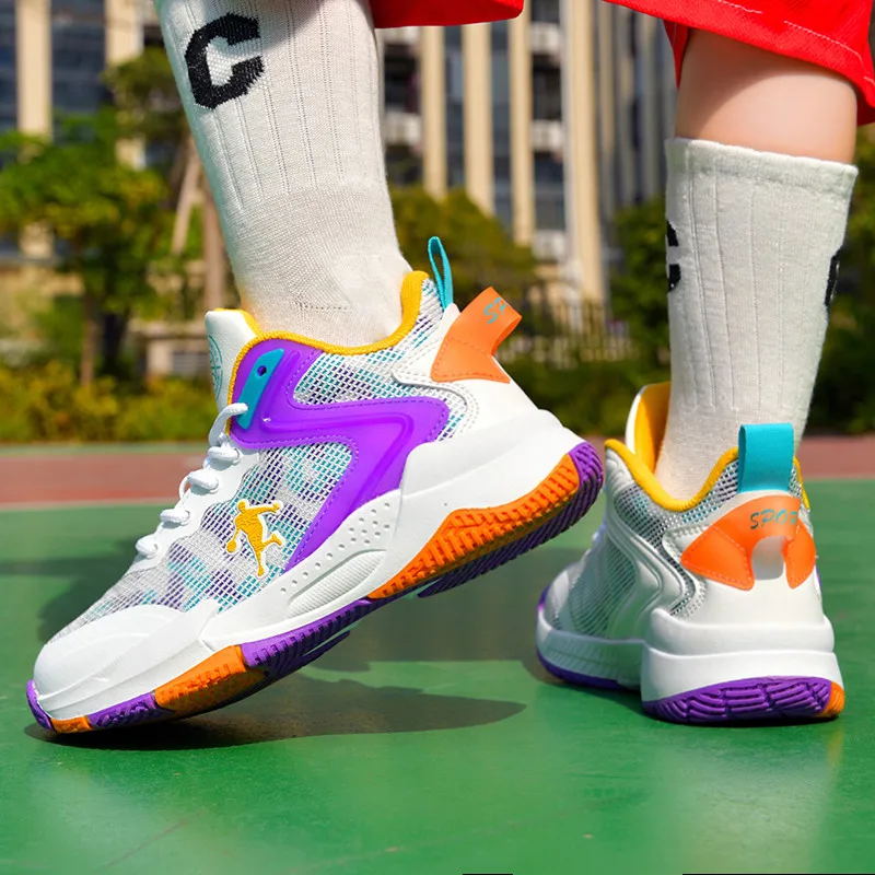 Brand Fashion Printed Children\'s Basketball Shoes Size 31-40 Professional Sneakers Basket Child Platform Sports Shoes Teenagers