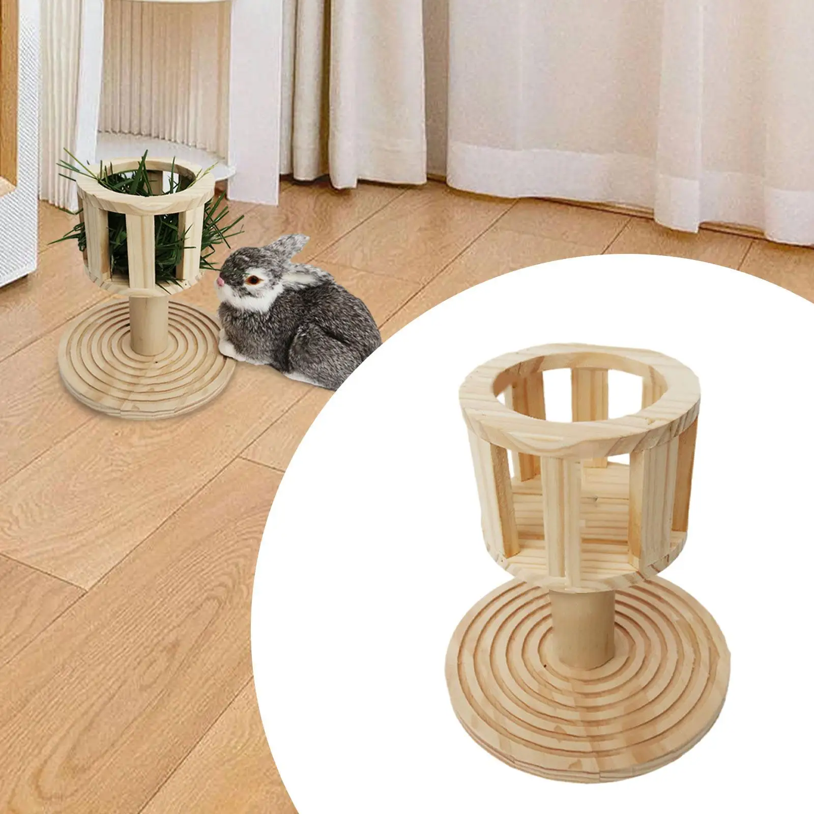 Wooden Rabbit Hay Feeder Hay Feeder Cage Accessories Grass Rack Chinchilla Hamster Bunny Hay Manger Food Dispenser Hay Rack