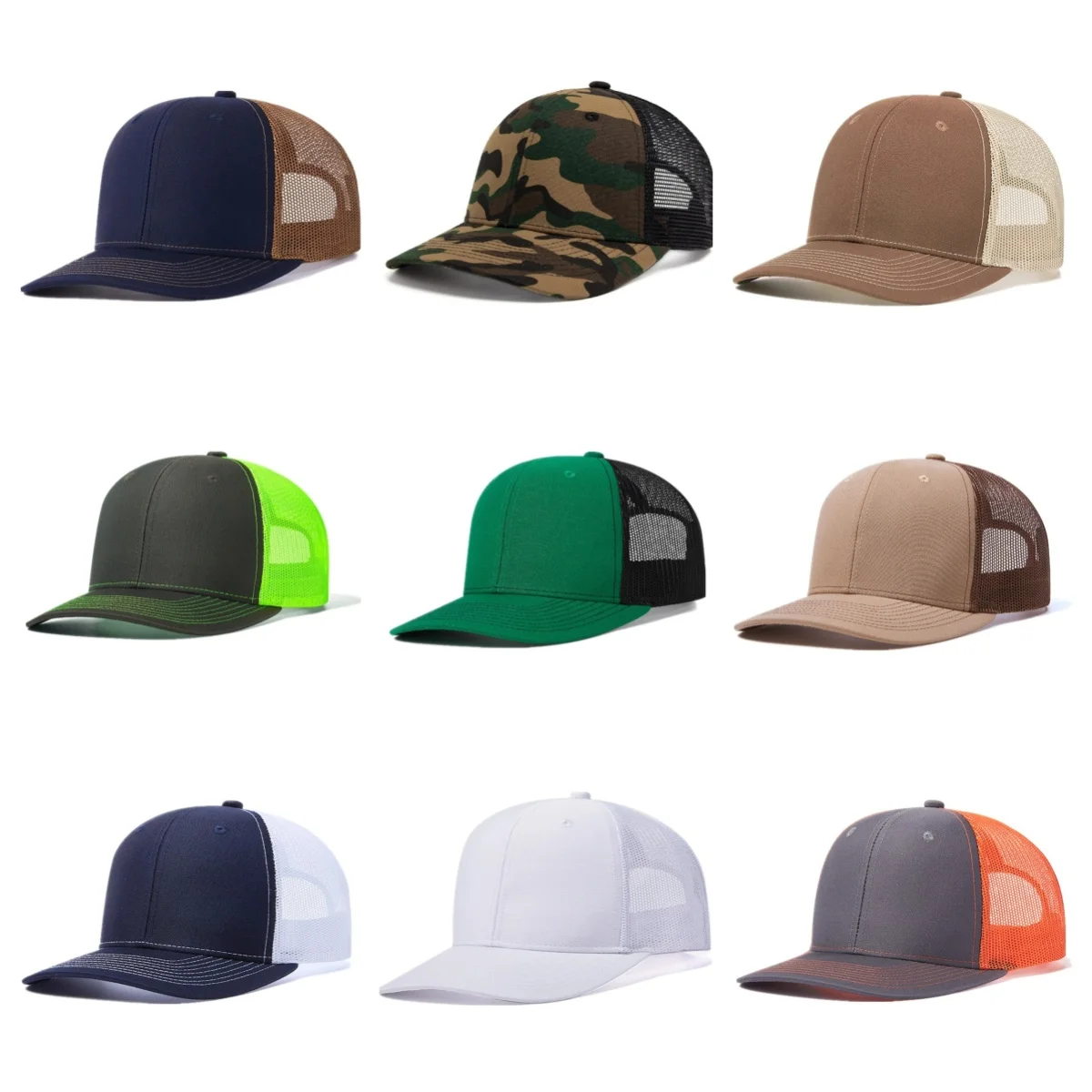 Casquette pêche légèrement courbée style trucker respirante été pêche loisir unisexe