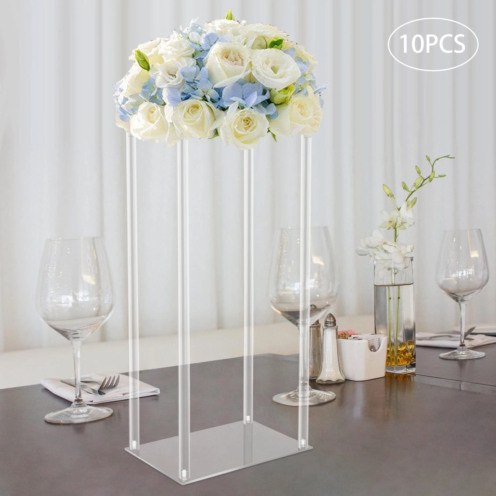 

10PCs Acrylic Flower Vase Clear Centerpiece Stand for Wedding Reception Table Decoration Clear Display Rack Luxury Floral