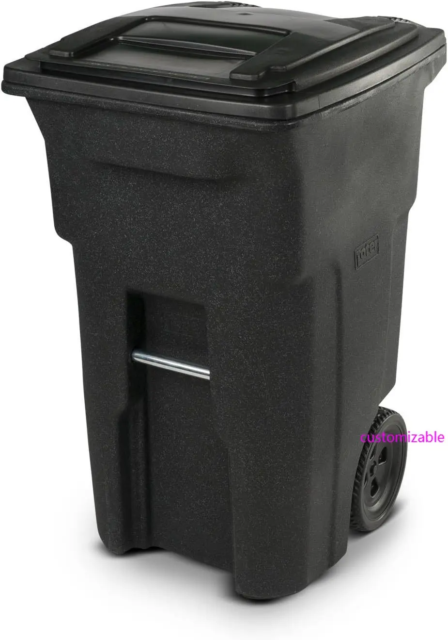 25564-R1209 Residential Heavy Duty Two Wheeled Trash Can, Blackstone, 64 Gallon