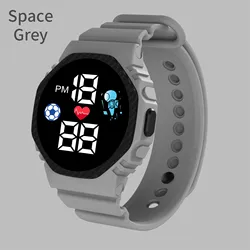 Colorful Kids LED Digital Waterproof Smartwatch - Fashion Sports Bracelet (Gray)