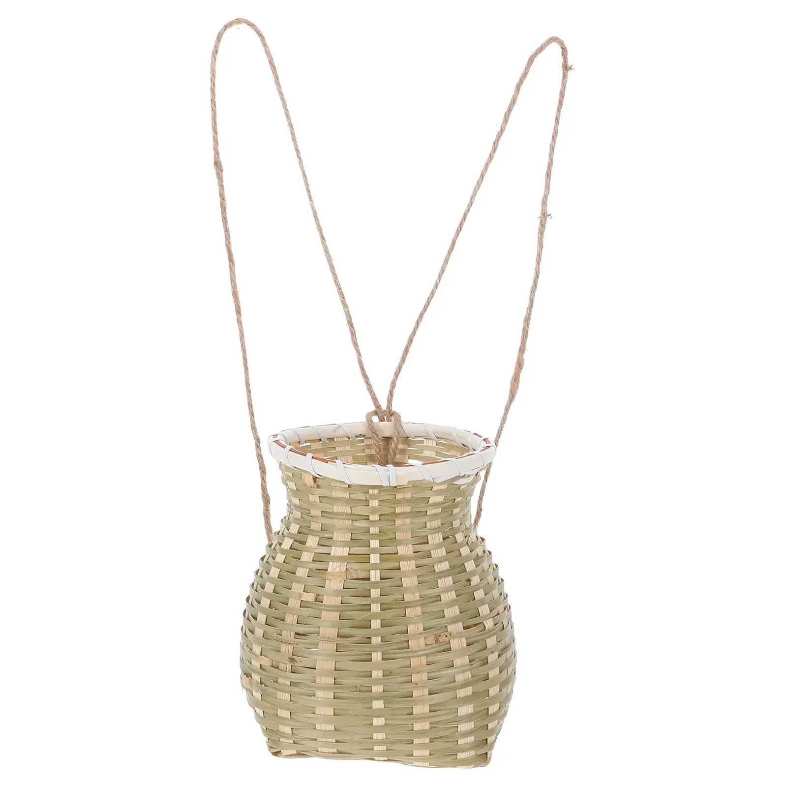 Bamboo Basket Snack Picnic Wicker Baskets Large Mini Manual Handmade Backpack Rattan 3