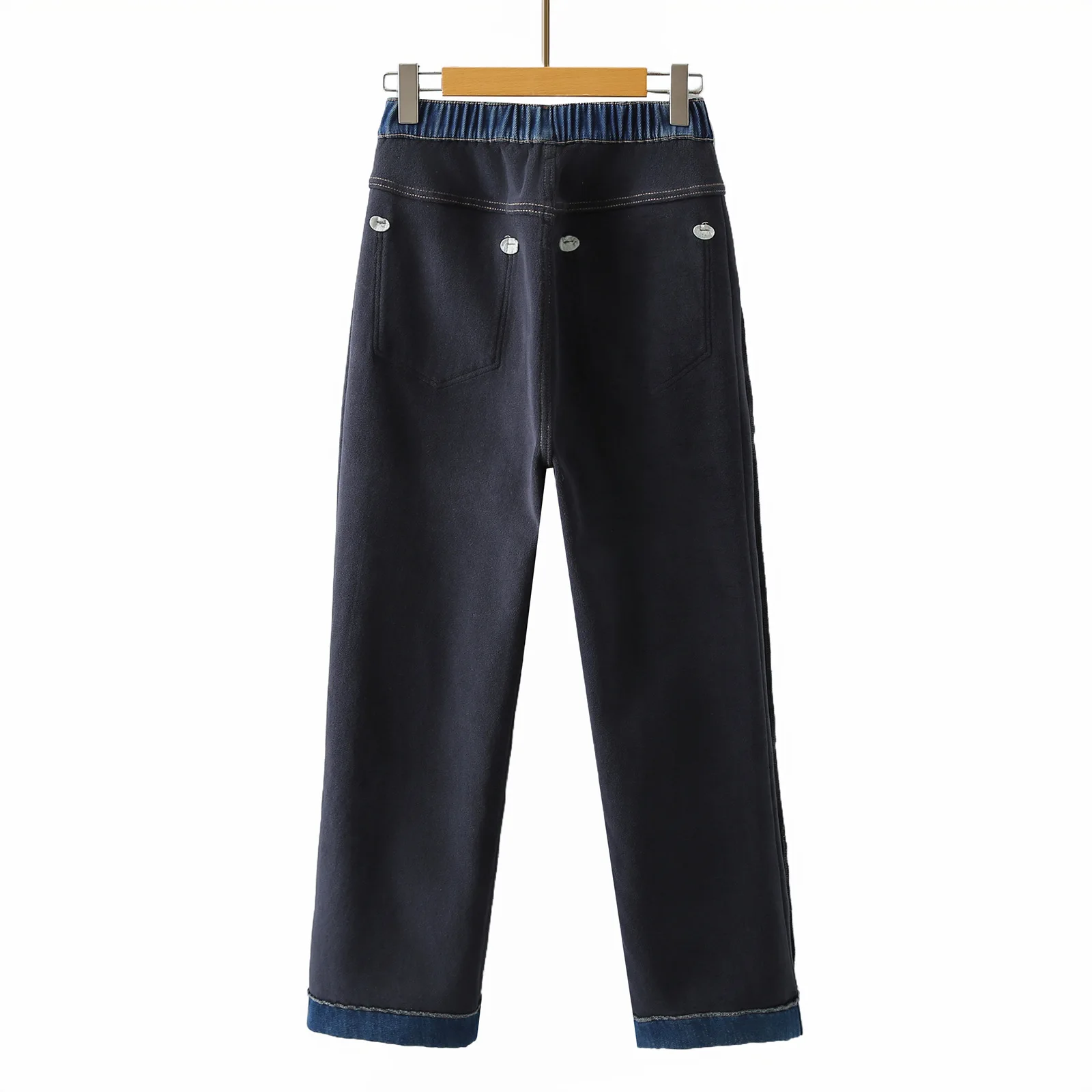 Fashion Plus Size Women's Straight Leg Jeans New Style Simple XXXXXL Winter Fleece Warm and Thickened Denim Long Pants 8661