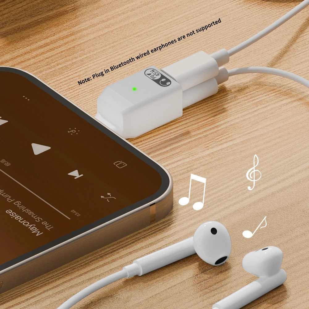 2 in 1 USB Type C Audio Adapter Fast Charging PD 45W USB-C Earphone Converter Laptop Male to Female for Xiaomi