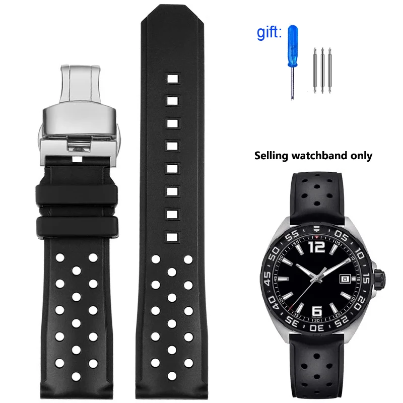 

Ремешок для часов из мягкого силикона, резиновый браслет-цепочка для мужских наручных часов, подходит для занятий спортом тег хеуэр гонки F1 WAZ2113, 22 мм