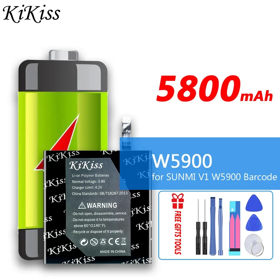 

KiKiss Battery W 5900 5800mAh for SUNMI V1 W5900 Barcode Replacement Bateria