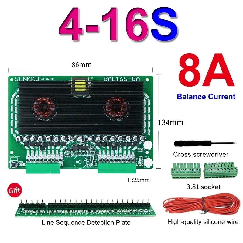 8A 액티브 이퀄라이저 LiFePo4 리튬 이온 배터리 밸런서 밸런스 보드 4-24S 18650 배터리 팩 에너지 전송 4S 8S 16s 24S