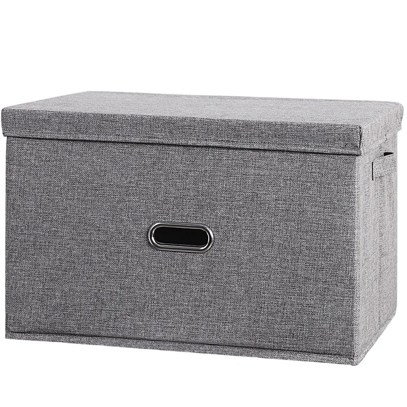 Large cotton linen Fabric folding storage box Kids Toy organizer Handles for Home Closet Bedroom Drawers Organizers Container WF 5