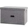 Large cotton linen Fabric folding storage box Kids Toy organizer Handles for Home Closet Bedroom Drawers Organizers Container WF 5
