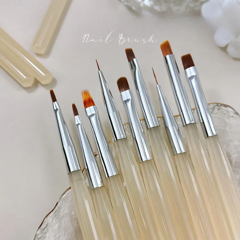 New Nail Brush Green Pink UV Gel Extension Pen Nail Art Tool Set Brushes Polish Painting Brushe Drawing Manicure Accessories 3
