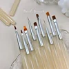New Nail Brush Green Pink UV Gel Extension Pen Nail Art Tool Set Brushes Polish Painting Brushe Drawing Manicure Accessories 3