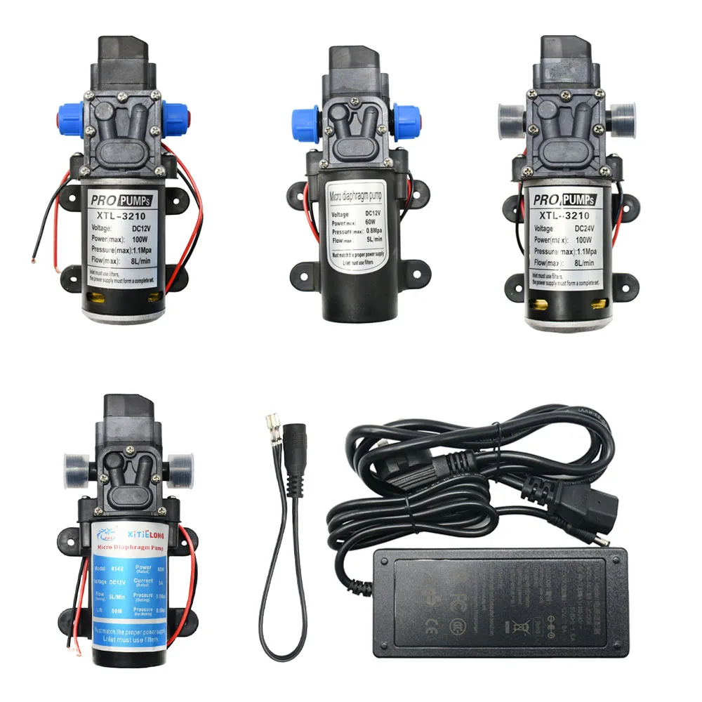 DC 12V 24V Water High Pressure Diaphragm Water Pump 60W 80W 100W Self