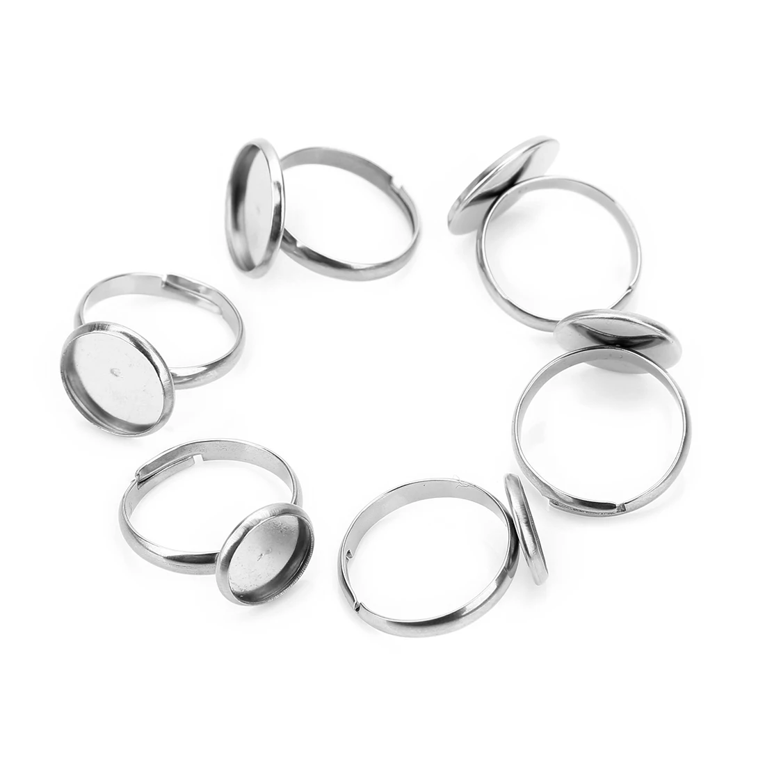 

20pcs/lot Adjustable Blank Ring Base Fit Dia 8 10 14 16 18 20 mm Glass Cabochons Cameo Settings Tray Diy Jewelry Making Ring