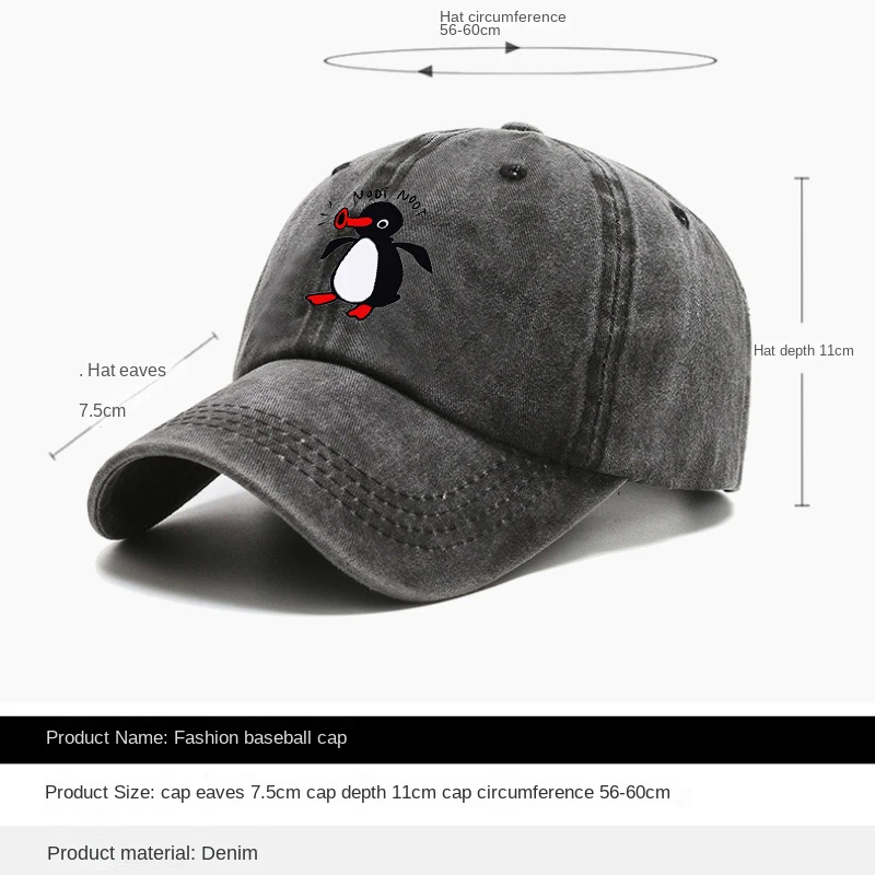Penguin Vintage Baseball Cap - Distressed Cotton Adjustable Dad Hat, Embroidered Logo, Black - View #6