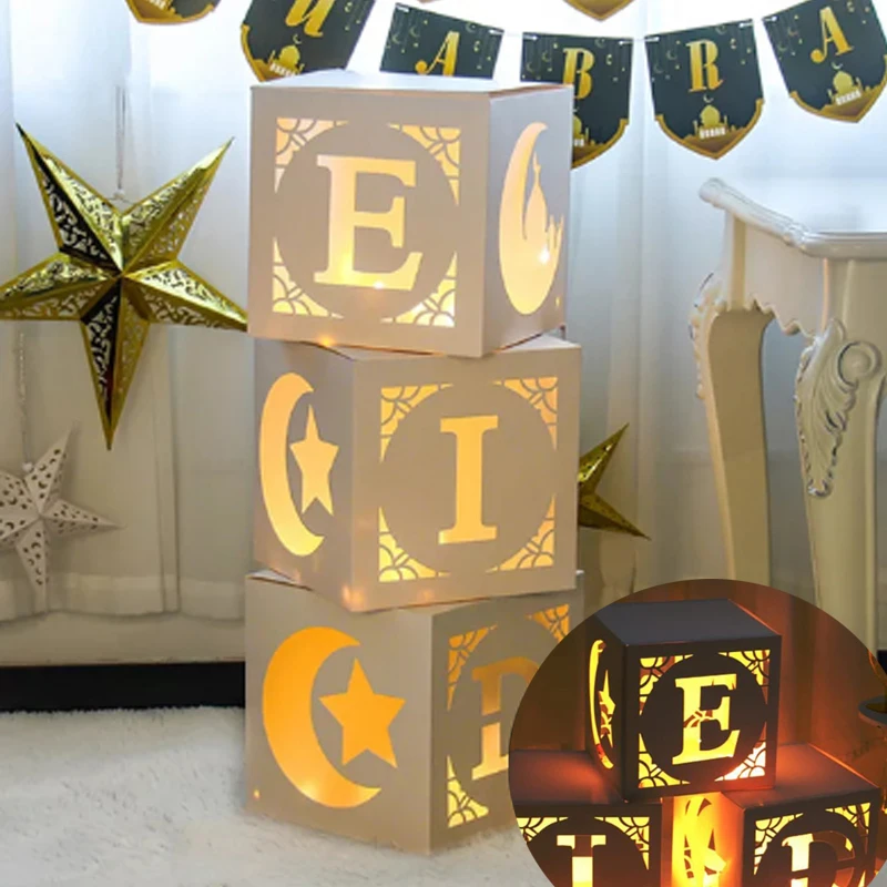 

ИД полый шар коробка с подсветкой Луна пентаграмма праздник сюрприз прозрачная коробка письмо Рамадан мусульманское украшение для вечевечерние