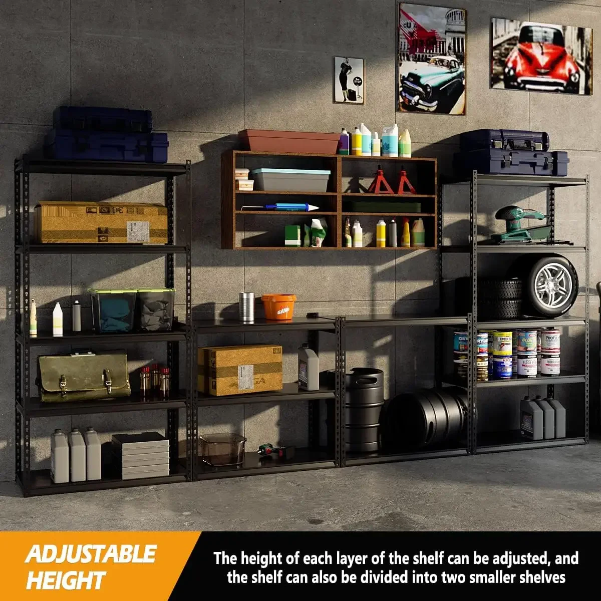 Garage Storage Shelves, Adjustable 5-Tier Metal Heavy Duty Shelving, Utility Storage Rack for Garage Organization Warehouse Base 5