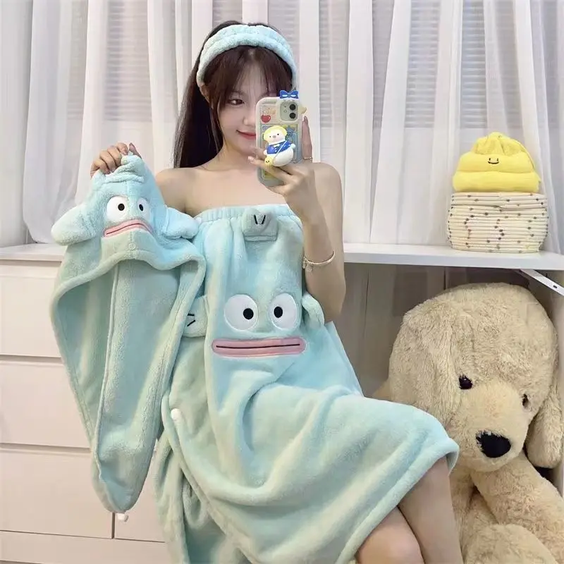 

Kawaii Sanrio Hangyodon Kuromi Cinnamoroll Cute Cartoon Female Bath Towel Home Absorbent Quick-Drying Towel Bath Towel Nightgown