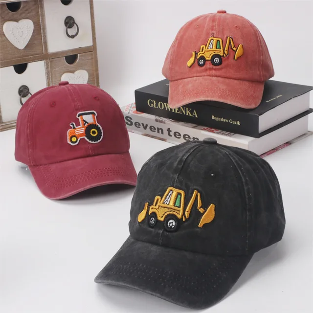 Boys Girls Outdoor Baseball Caps Tractor Excavator Embroidered Cute Funny Hats For Kids 2