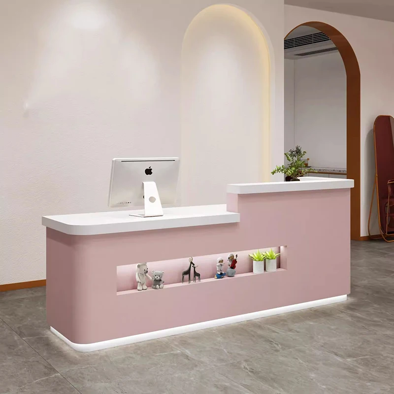 Standing Console Reception Desk Counter Gym Front Modern Hotel Reception Desks Checkout Wood Comptoir Coiffeur Office Furniture wood luxury reception desk cashier restaurant modern checkout reception desk basses console comptoir coiffeur office furniture