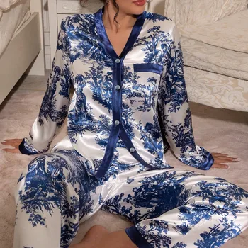 بيجامة نسائية بأكمام طويلة طقم بيجامة ملابس منزلية طقم بيجامات نسائية كبيرة الحجم ملابس نوم بيجما ملابس داخلية صالة نوم شتوية 2