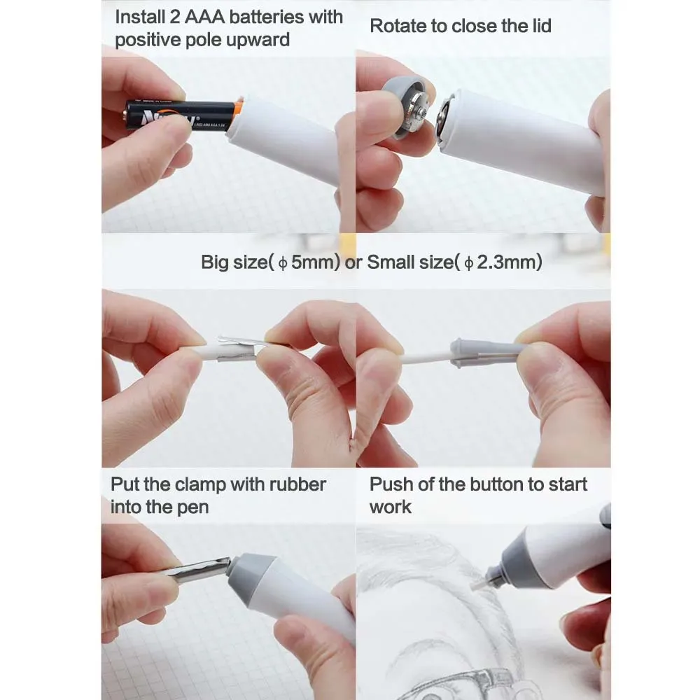 TENWIN Electric Eraser Set - Automatic Rotary Eraser for Sketching  Revision Batteries Not Included
