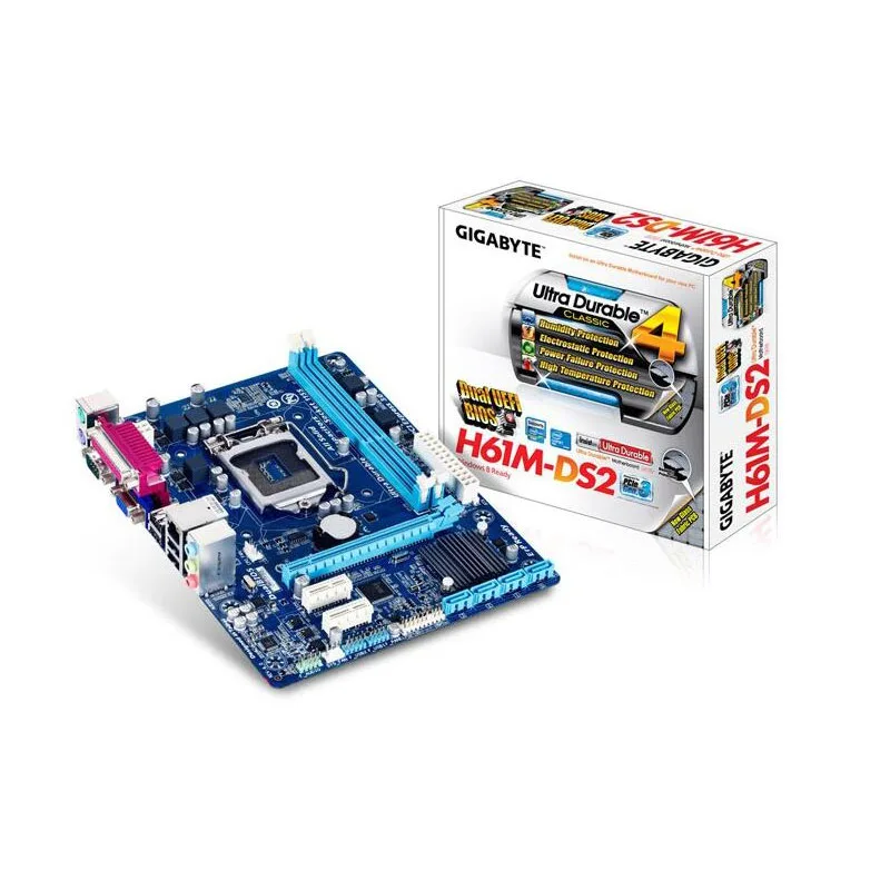 Full New GIGABYTE GA H61M DS2 Desktop Motherboard H61 Socket LGA