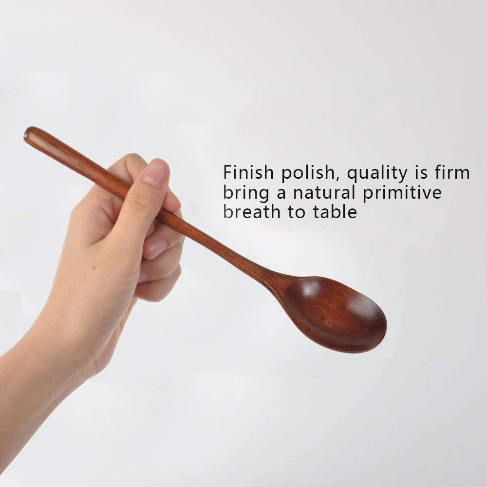 Teak Wooden Spoons and Chopsticks Set Non-Stick Spoons Soup-Teaspoon for Kitchen Cooking Utensil Tools
