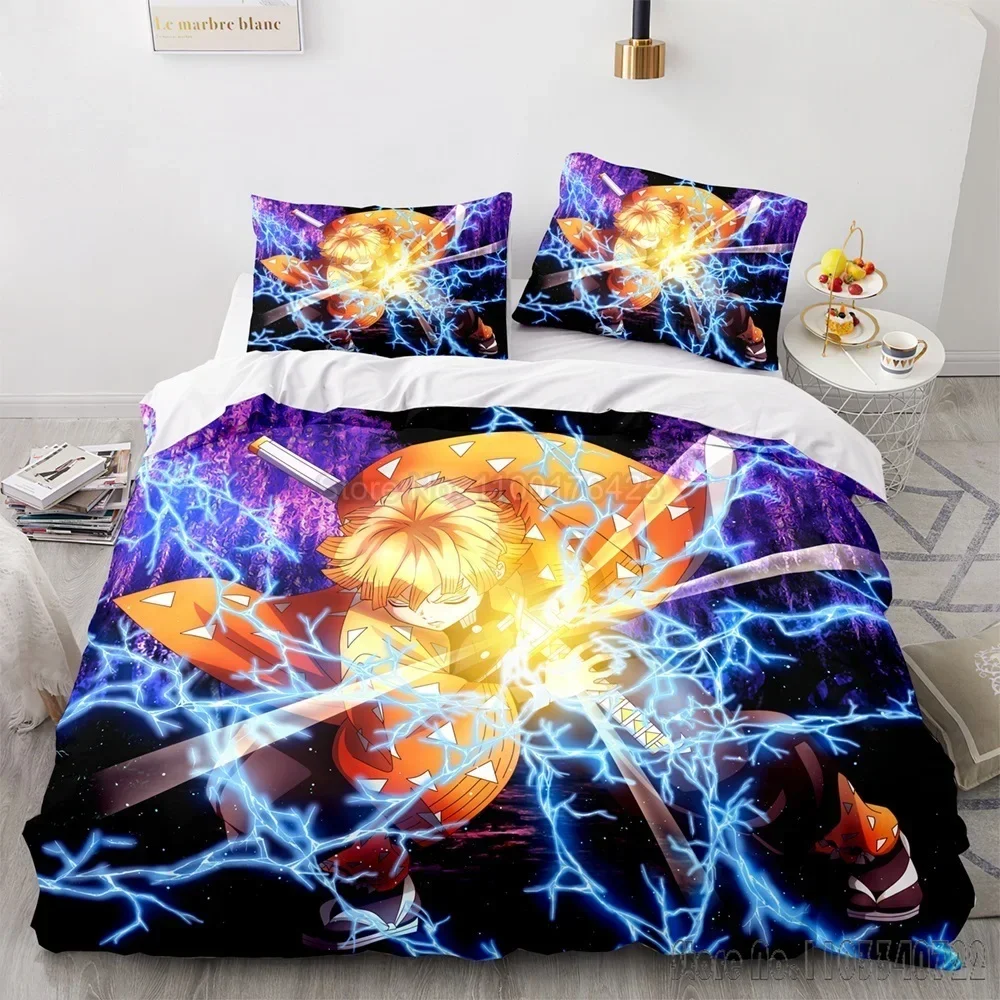 Demon Slayer Agatsuma Zenitsu Duvet Cover Set HD Comforter Cover for Kids Bedding Sets Bedclothes Bedroom Decor 3