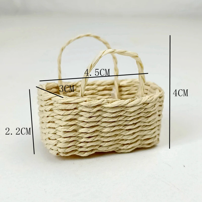 1Pcs Mini 1/12 Cute Dollhouse Rattan Frame Hand-woven Vegetable Food Storage Basket Dolls Miniature Decoration