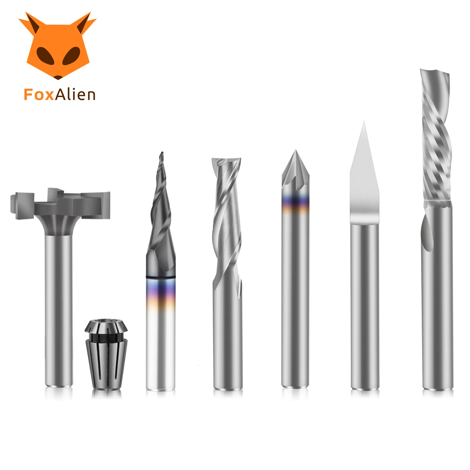 Foxalien cnc 1/4 "Fräser unverzicht bares Kit, 6,35mm cnc Schaft fräser für Holz Metall