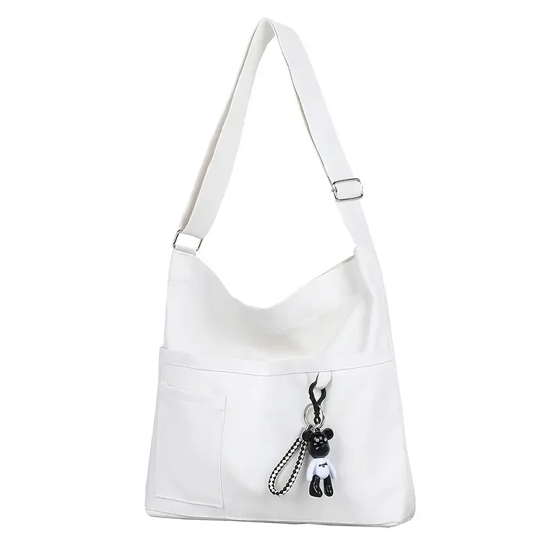 1pc Unisex Shopping Bags, Canvas Commuter Vest Bag, Cotton Cloth Handbags For Supermarket, Grocery, As Tote School Bag