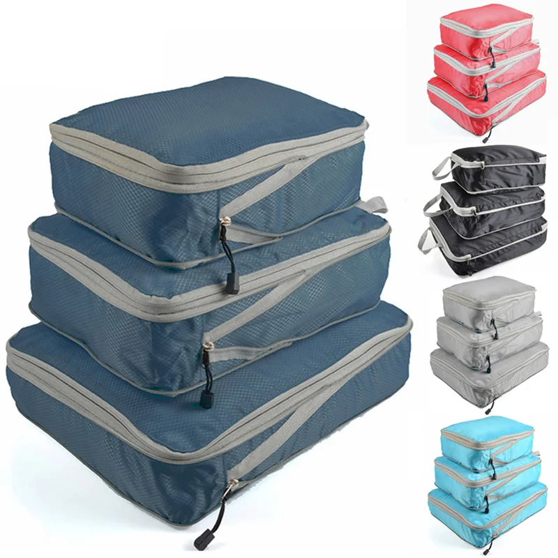 

Portable Luggage Organizer With Travel Storage Bag Compressible Packing Cubes Foldable Waterproof Travel Suitcase Nylon Handbag