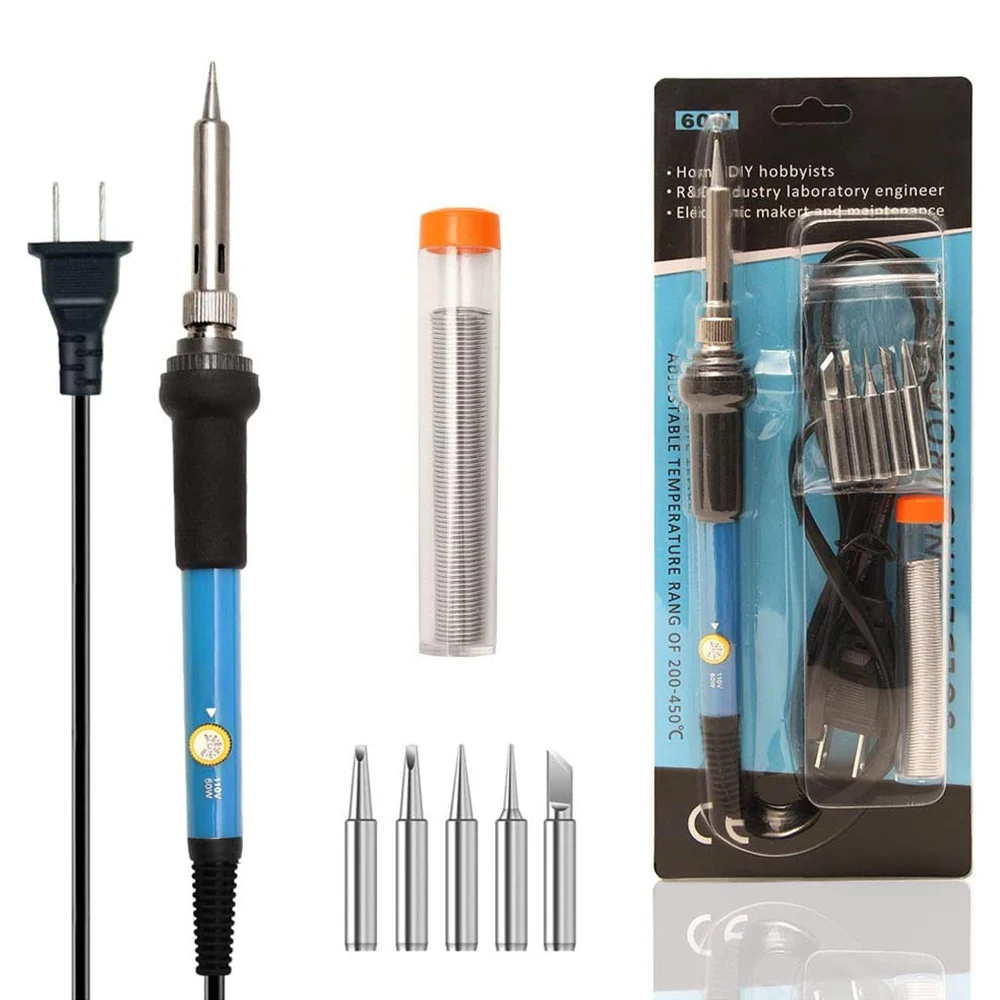 60W Digital Electric Soldering Iron Kit Set Temperature Adjustable 110V Welding Tool Ceramic Heater Soldering Tips Rework soldering stations Welding Equipment