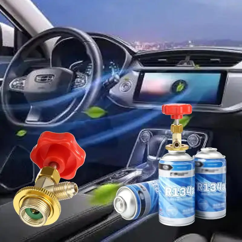 R-134A 탭 자동차 냉매 캔 병 탭 오프너 밸브 도구 빨간색 R134A 디스펜서 밸브 AC 냉매 병따개 Accessori