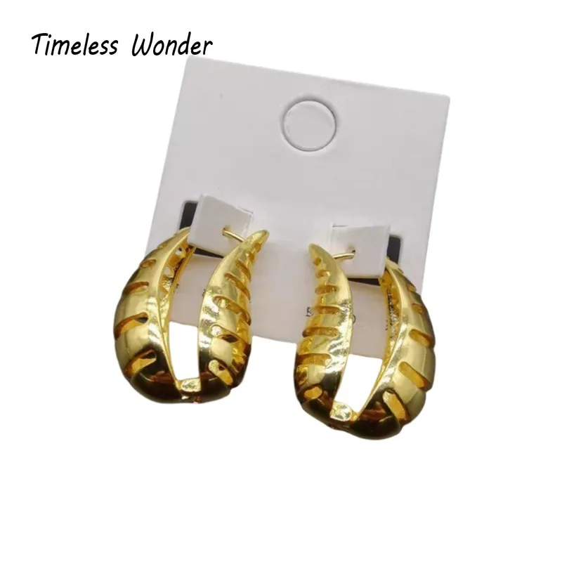 

Timeless Wonder Brass Geo Cutout Stud Earrings for Women Designer Jewelry Runway Gift Brincos Sweet Korean Cute Top 4662
