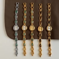 Montre-Bracelet en Jade naturel pour femmes, montres de luxe à Quartz doré de haute qualité, montres-bracelets élégantes pour femmes 4