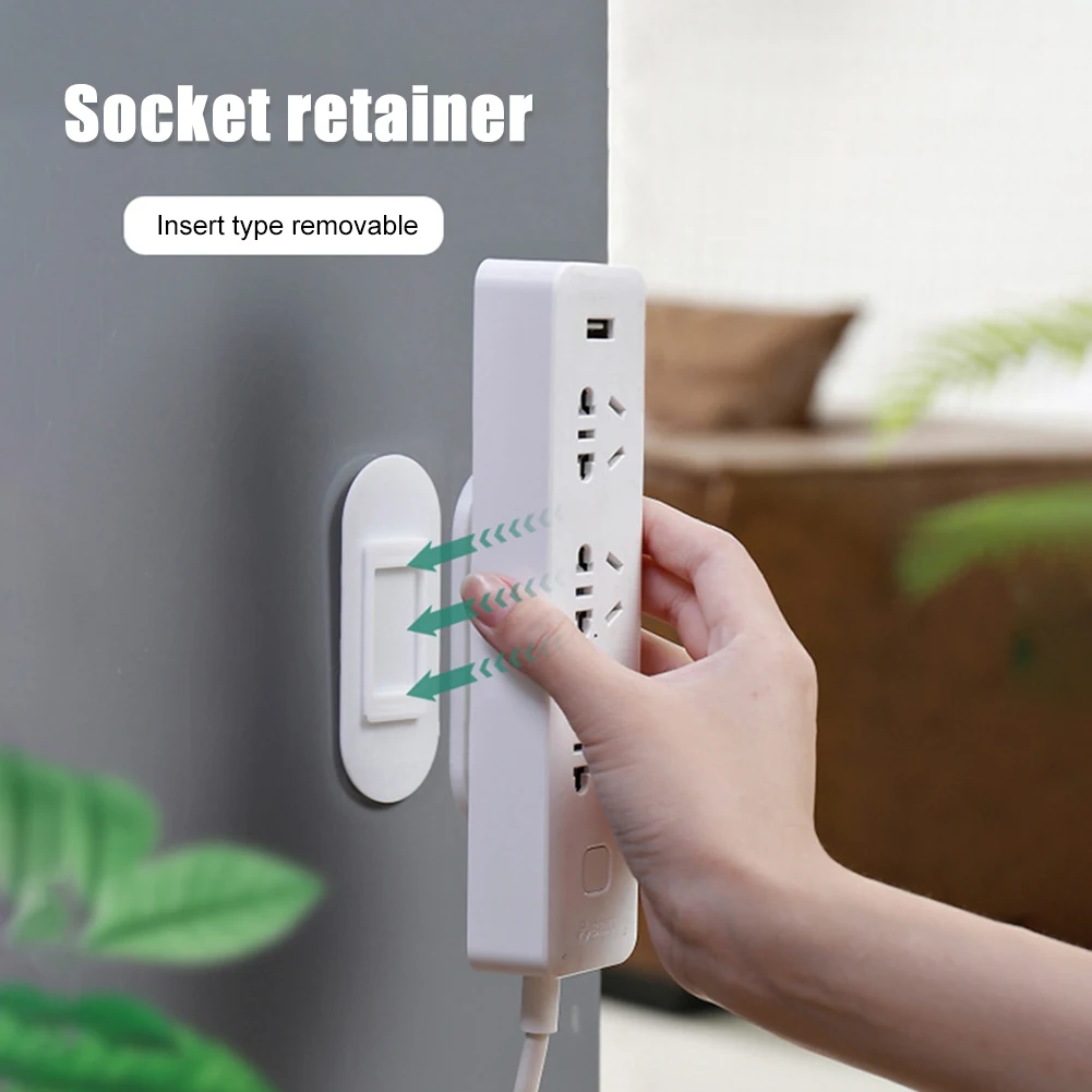 White ABS Wall Mount Power Strip Holder Surge Protector