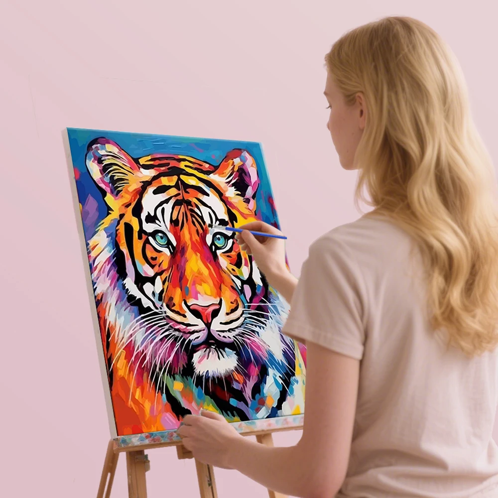 Colorful Tiger DIY Paint-By-Number Kit – Animal Wall Art Canvas 5
