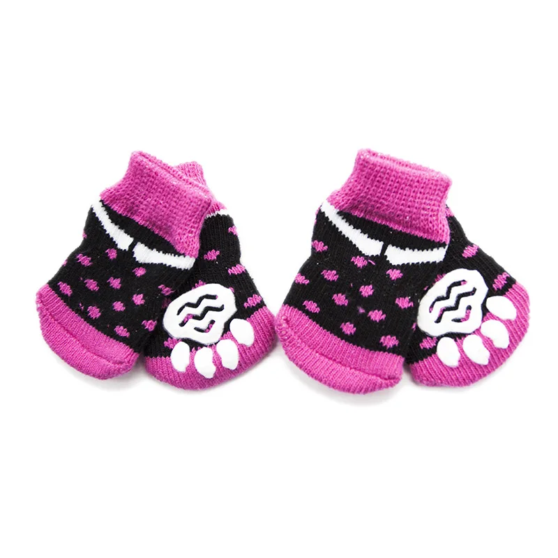 Small Medium Dog Cat Socks Floral Design 4pcs/Set Soft Indoor Shoes Autumn/Winter for Pet Puppy 1
