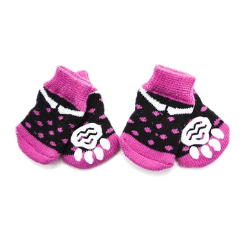 Small Medium Dog Cat Socks Floral Design 4pcs/Set Soft Indoor Shoes Autumn/Winter for Pet Puppy 1