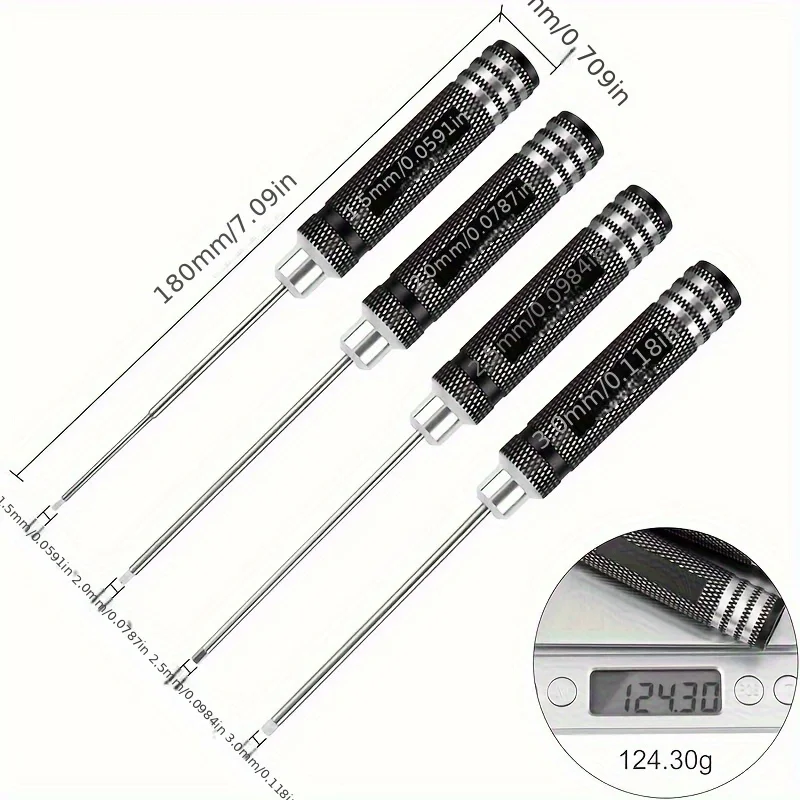 육각 소켓 드라이버 세트, 1.5mm, 2.0mm, 2.5mm, 3.0mm, 고속강 초경질 조합 전용 유지 관리 도구