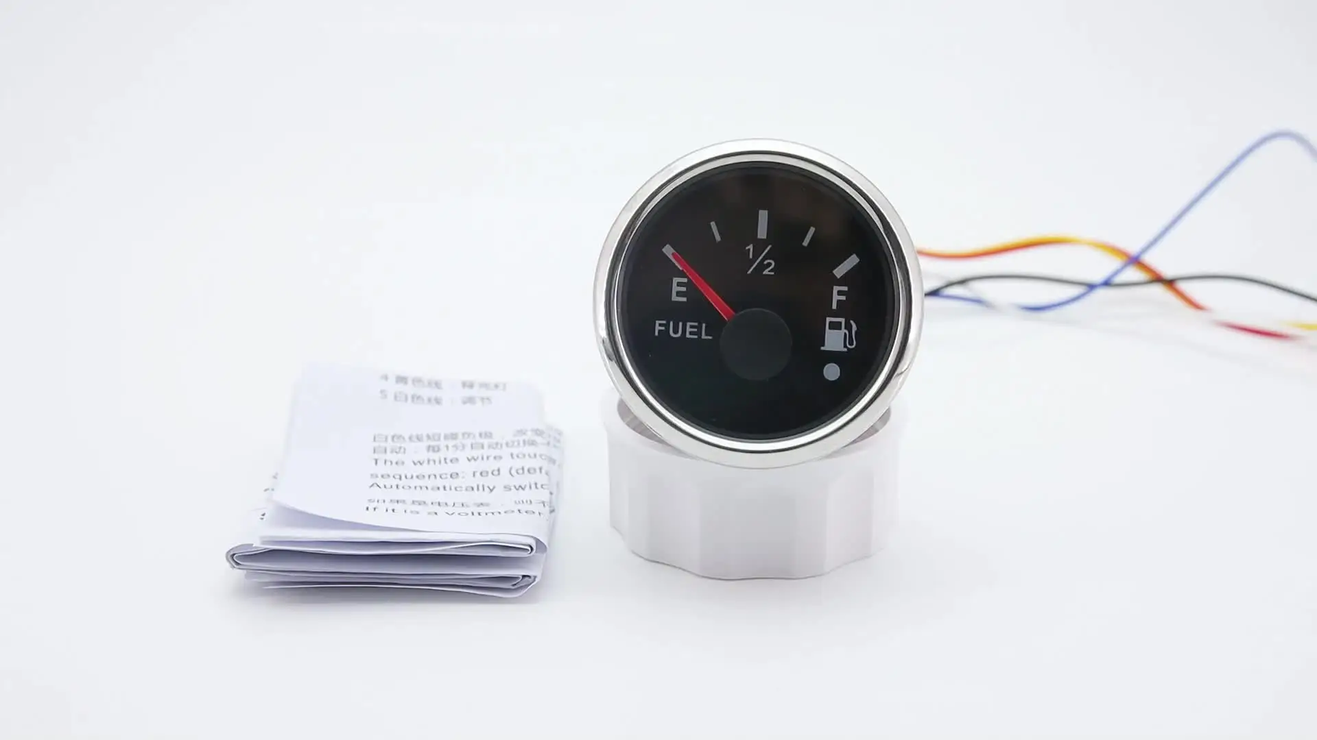Geloo Auto Digitale Brandstof Niveau Meter 52mm 0~190 ohm E-1/2-F voor Motorfiets Auto Boot 12V 24V met Rode Backlight IP67 Waterdicht (BN