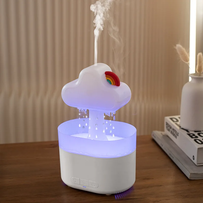 

500ML Rain Cloud Air Humidifier Electric Aromatherapy Essential Oil Diffuser Relax Raining Water Drop Sounds Colorful Night Lamp