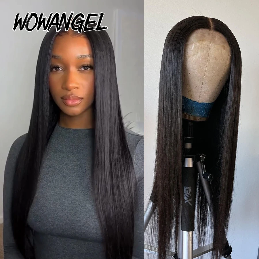 Glueless Wig Human Hair 5x5 HD Lace Closure Wigs 34 Inches Remy Silky Straight Invisible HD Lace Wigs Wow Angel 250%
