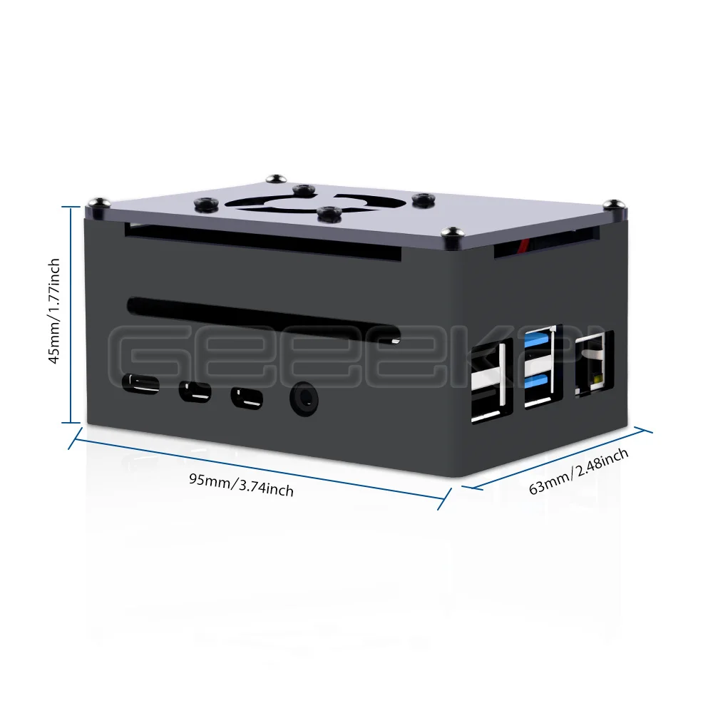 Geeekpi-raspberry pi 4b Case Suporta Chapéu Poe Ventilador 5v - Imagem 2