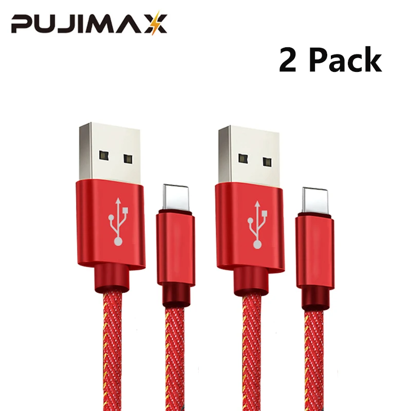 PUJIMAX New Denim USB Type C Data Cable Quick Charge Line for Xiaomi Redmi Note 8 Samsung Fast Charging Android Mobile Phones