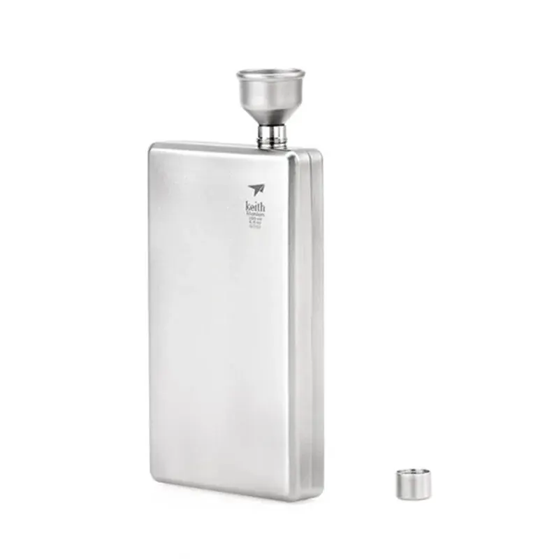 Keith Pure Titanium Hip Flask With Funnel 100ml Drinkware Outdoor Sports Camping Hiking Pot Whiskey Wine Alcohol Bottle 6